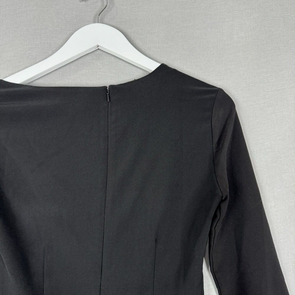 H:Ours Womens Dress Extra Small Black Fitted Asymmetrical Neckline Cocktail LBD - Picture 11 of 12